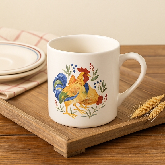 Corelle Coordinates "Country Morning" Rooster Mug –  Stoneware 4” Tall - Picture 1 of 9